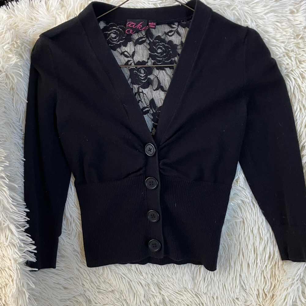 Take Out Black Buttoned Cardigan